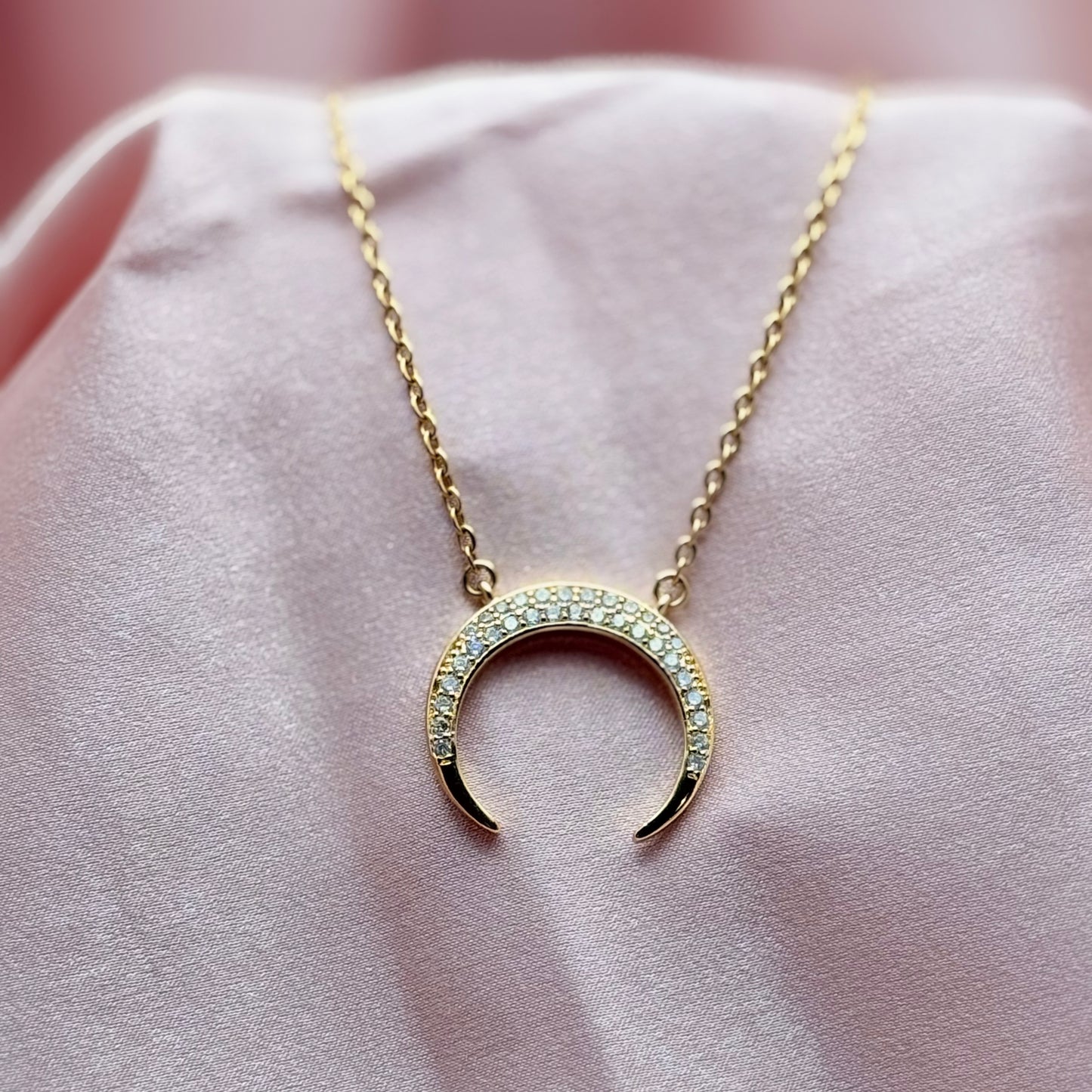 Crescent Moon Rising Necklace in Gold
