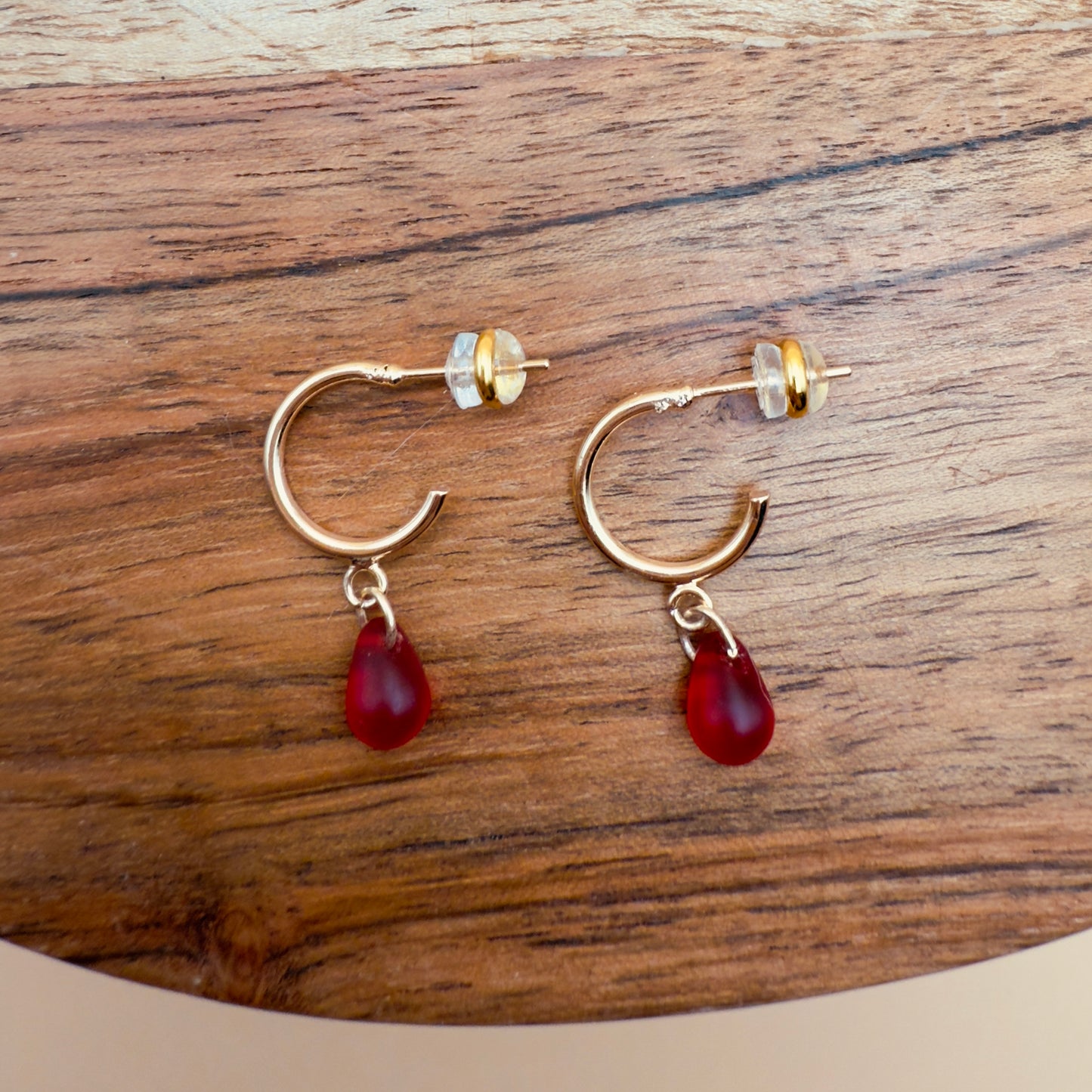Red Teardrop Holiday Hoops