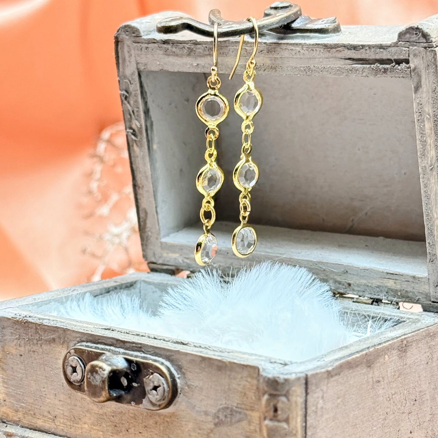 Triple Crystal Drop Earrings
