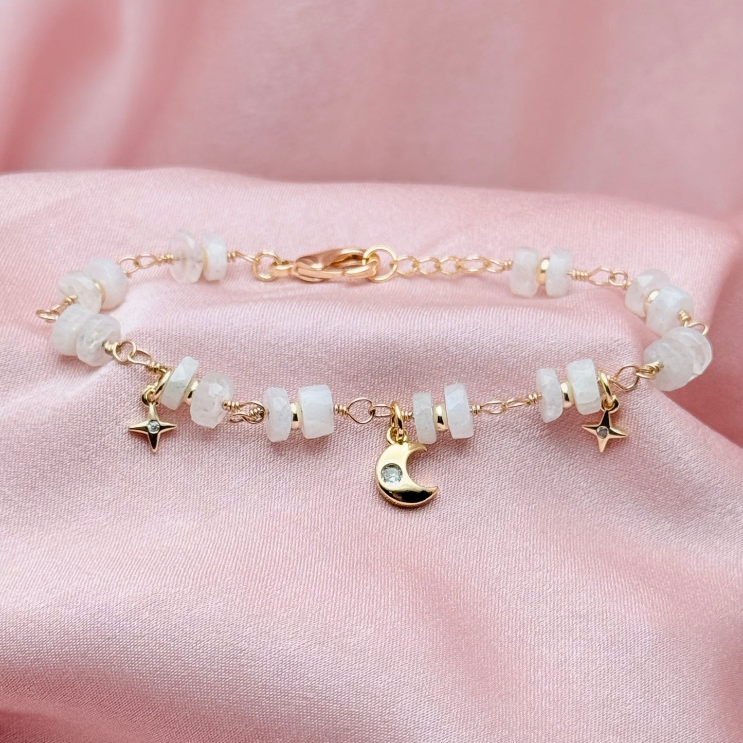 Moonstone and Stars Bracelet