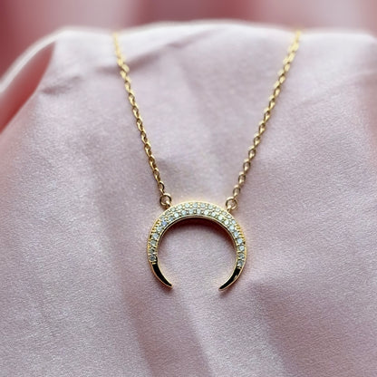 Crescent Moon Rising Necklace in Gold