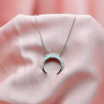 Crescent Moon Rising Necklace in Silver