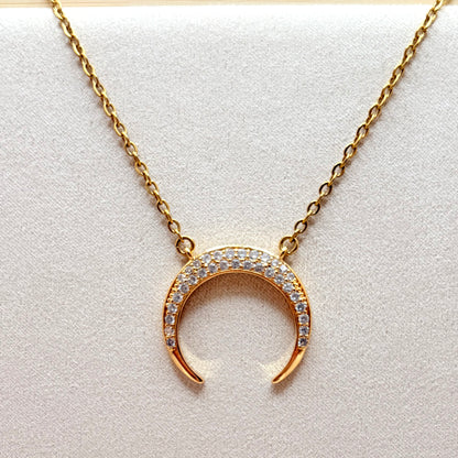 Crescent Moon Rising Necklace in Gold