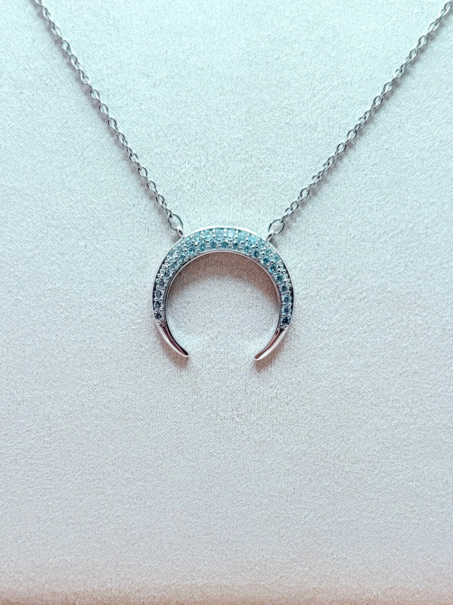 Crescent Moon Rising Necklace in Silver