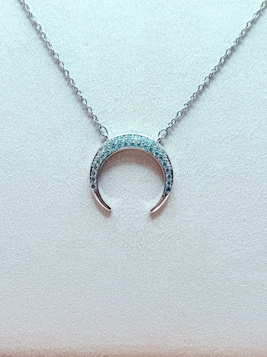 Crescent Moon Rising Necklace in Silver
