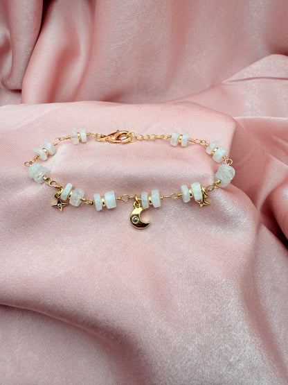 Moonstone and Stars Bracelet