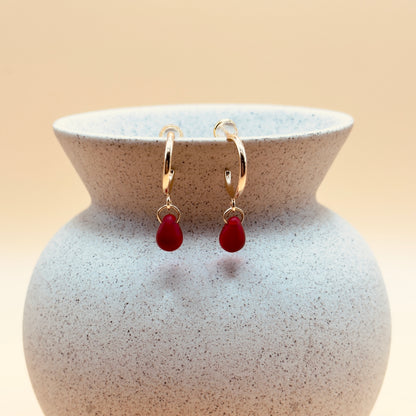 Red Teardrop Holiday Hoops
