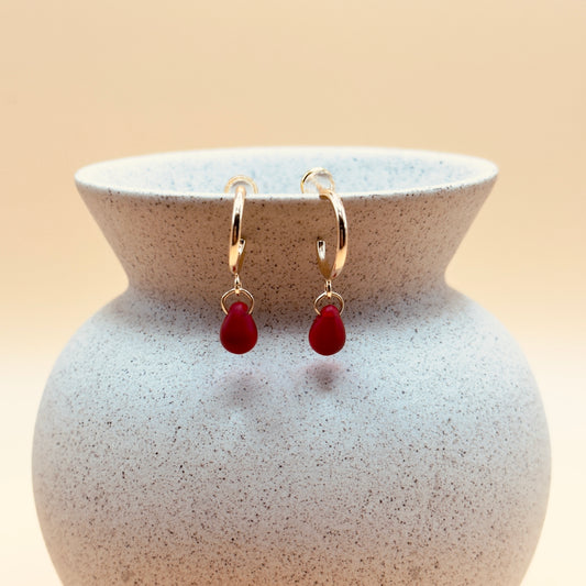 Red Teardrop Holiday Hoops