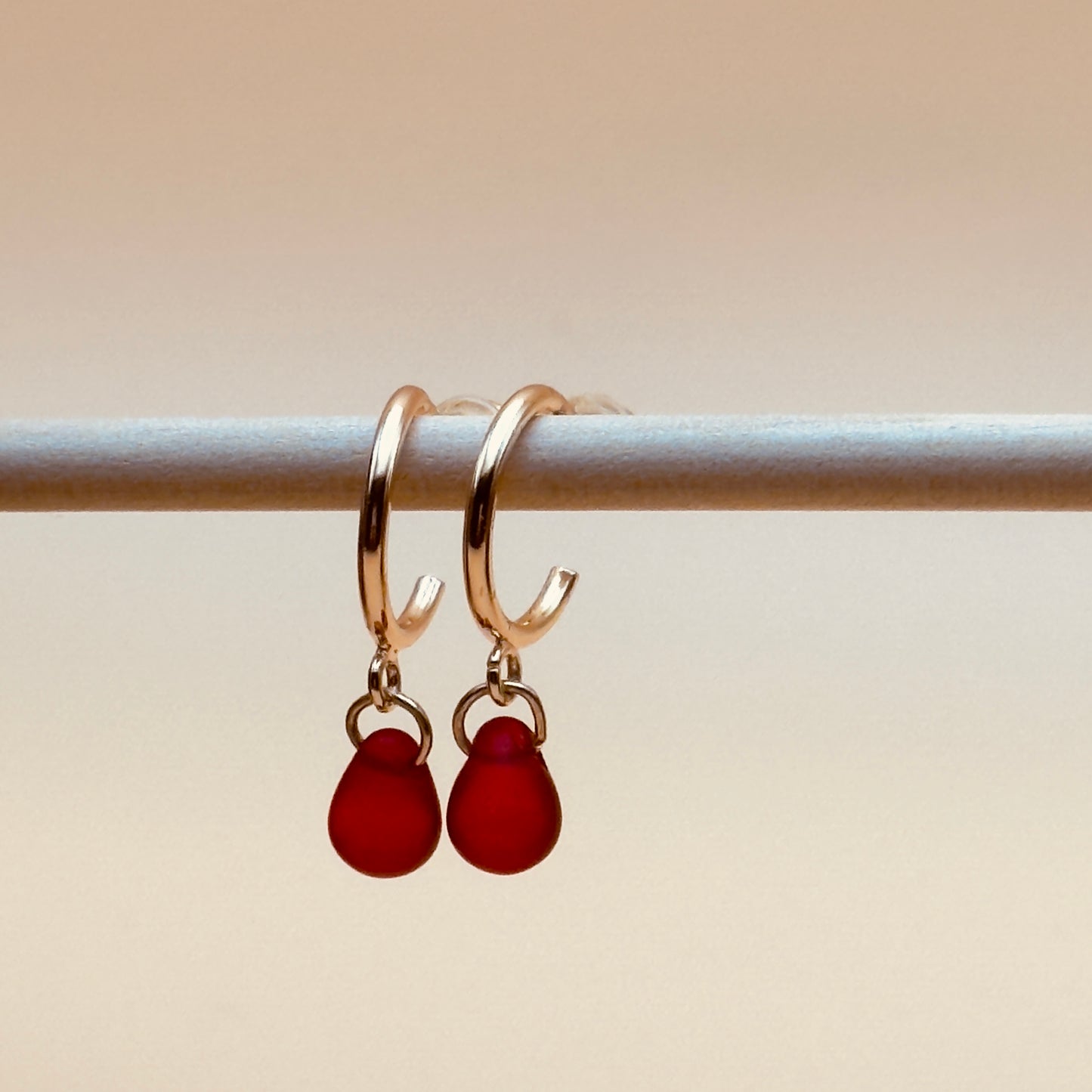 Red Teardrop Holiday Hoops
