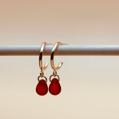 Red Teardrop Holiday Hoops