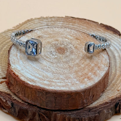 Silver Cubic Zirconia Baguette Bangle Bracelet