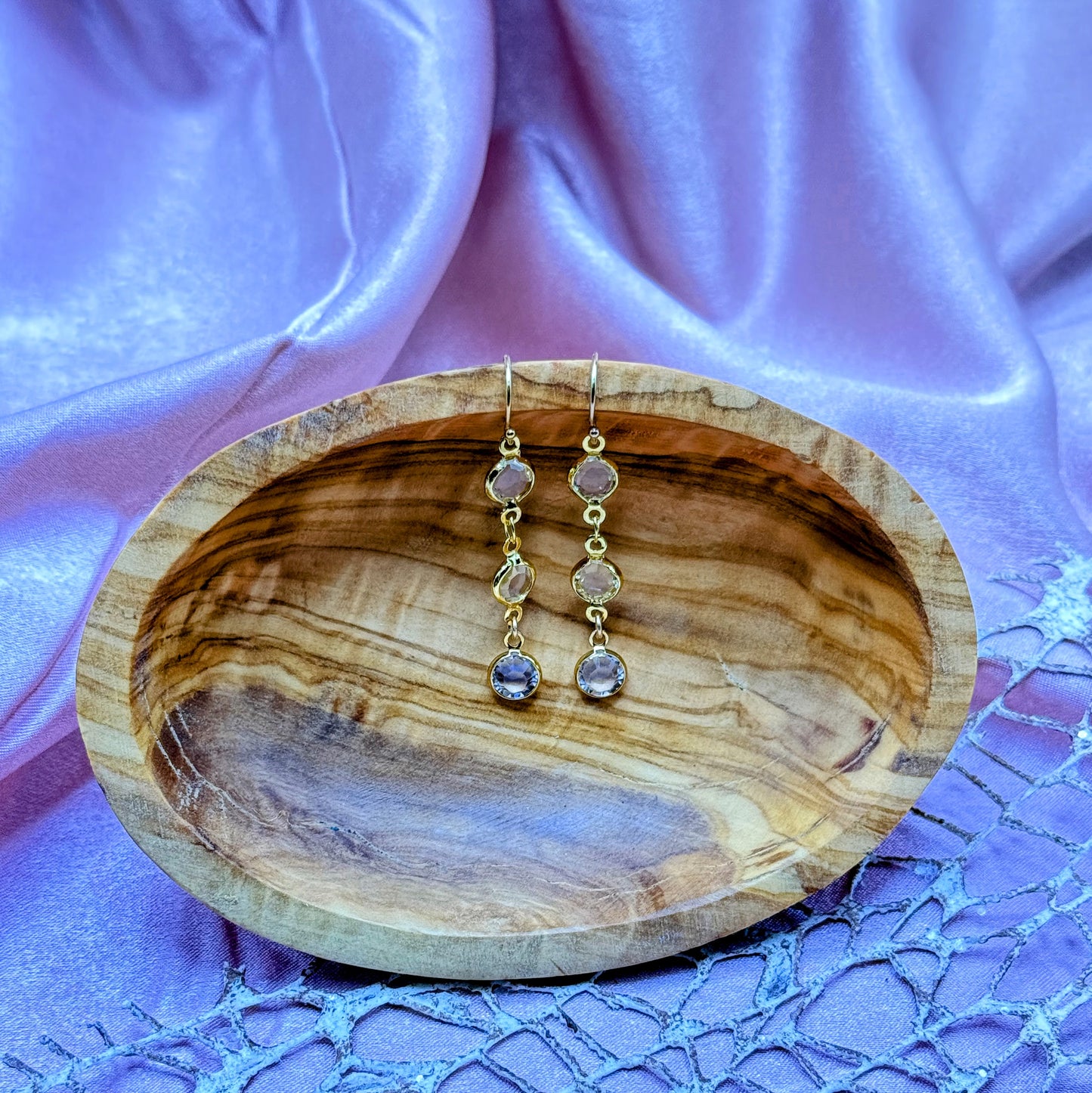 Triple Crystal Drop Earrings