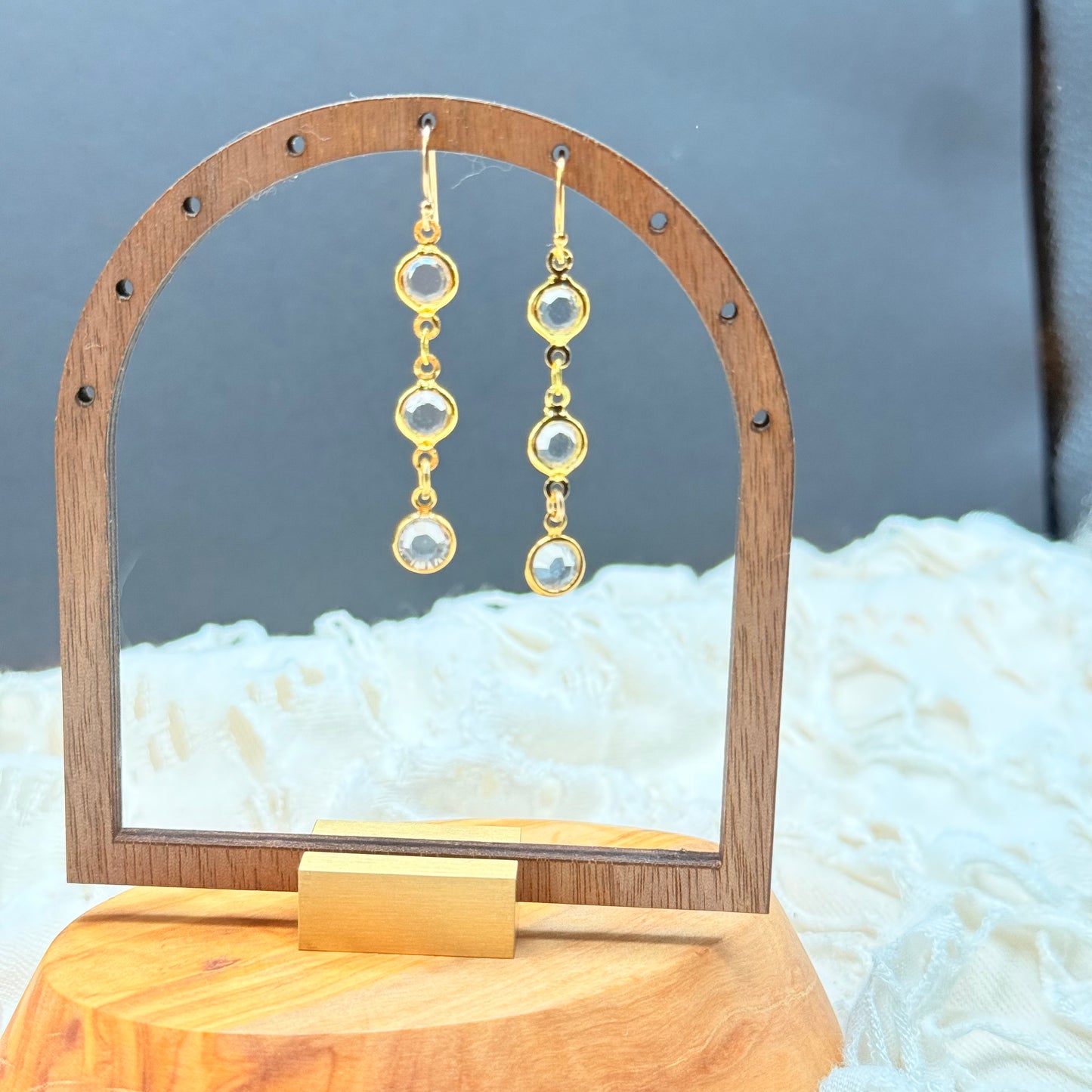 Triple Crystal Drop Earrings