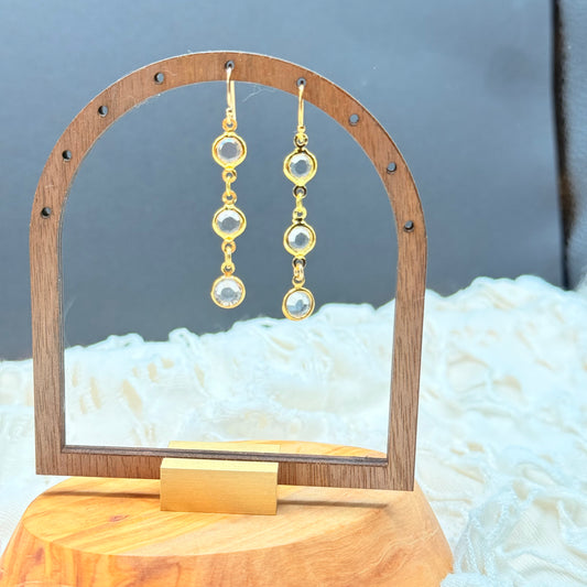 Triple Crystal Drop Earrings