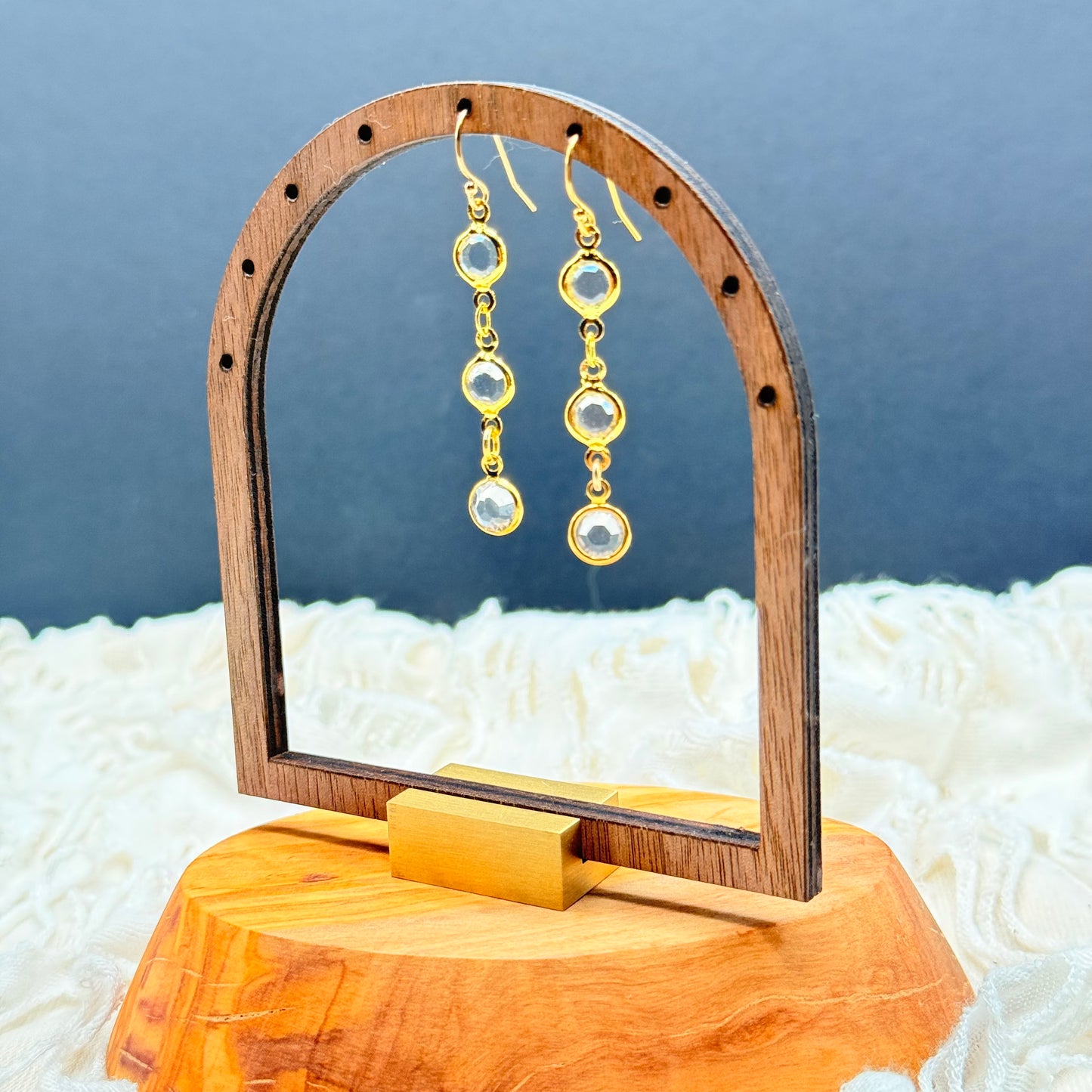 Triple Crystal Drop Earrings