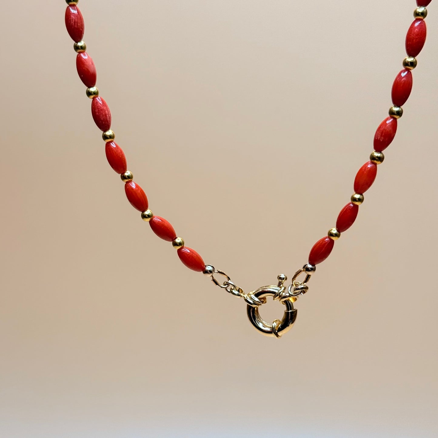 Red Hot Coral Beaded Necklace