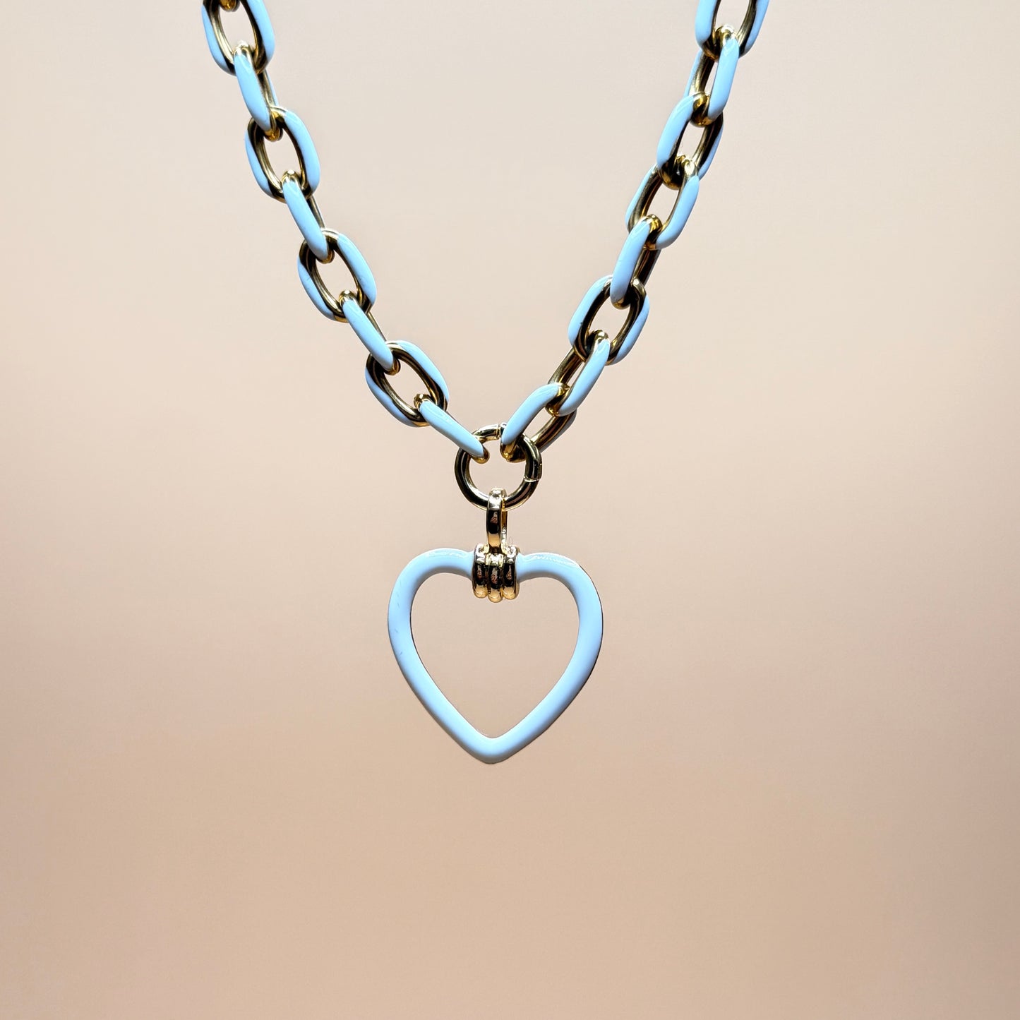 White and Gold Hearts Necklace