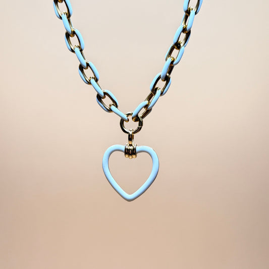 White and Gold Hearts Necklace