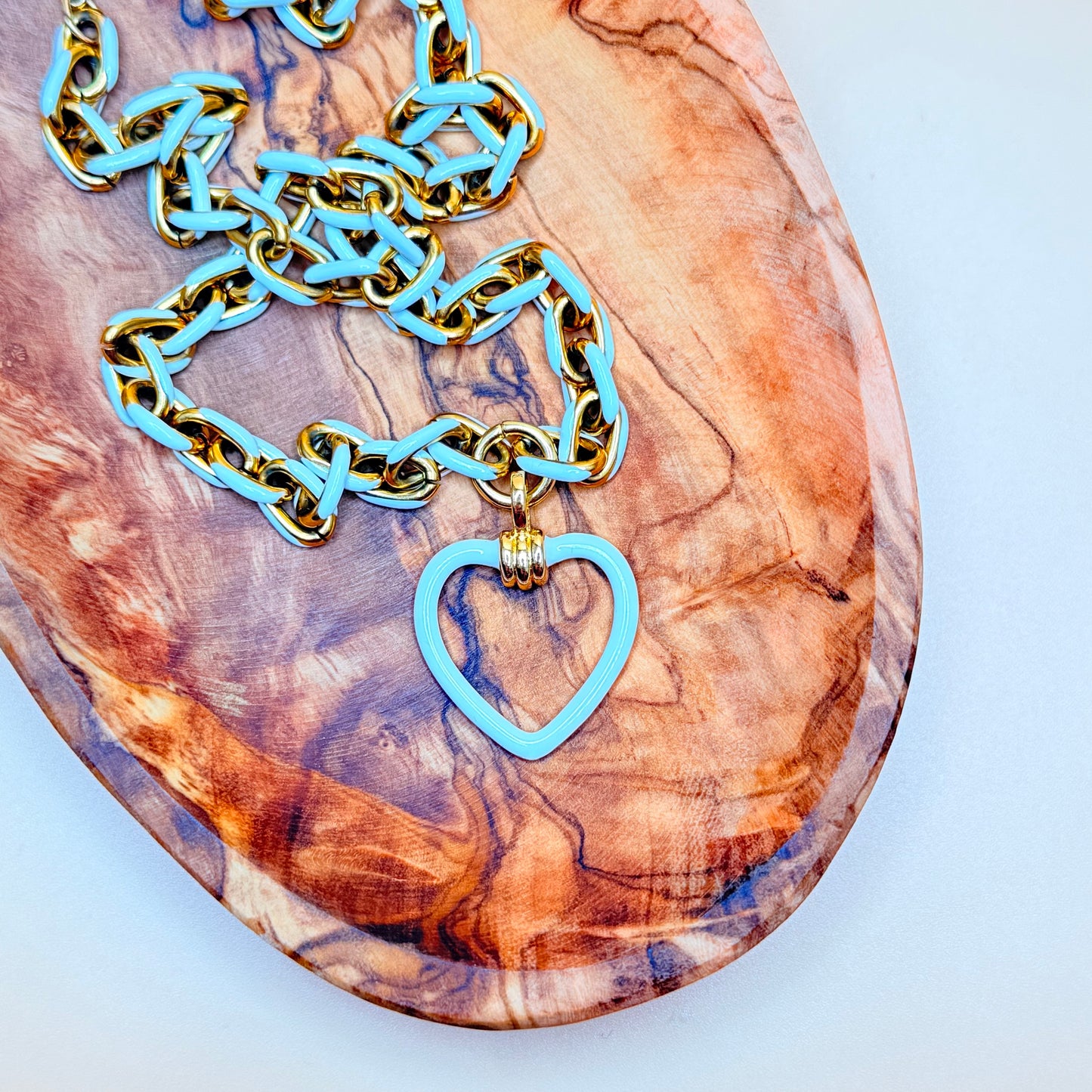 White and Gold Hearts Necklace