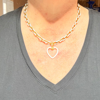 White and Gold Hearts Necklace